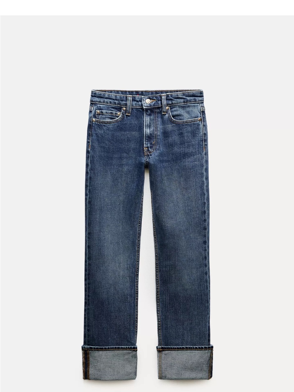 Zara Women's Straight Leg Jeans in Blue Denim